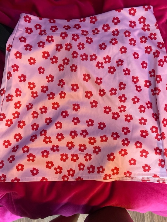 Princess Polly Dresses & Skirts - Princess Polly Pink Mini Skirt with Red Floral Print